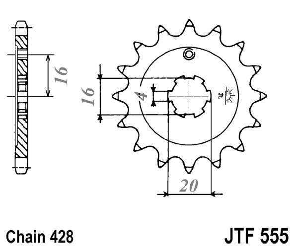 JT Sprockets JTF555.14 14T Steel Front Sprocket 
