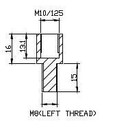 Mirror adaptor PUIG ADAPTER REAR MIRROR HI-TECH M10 TO M8 LEFT THREAD black to handlebar