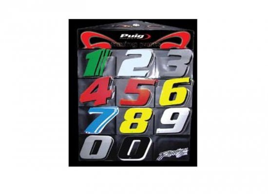 Sticker PUIG 4040P RACING (0-9) silver 115mm (10 units)